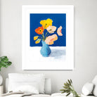 Poppies on Blue by Pamela Munger on GIANT ART - orange florals floral