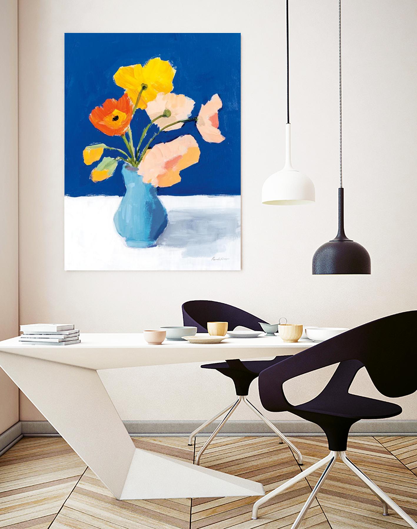 Poppies on Blue by Pamela Munger on GIANT ART - orange florals floral