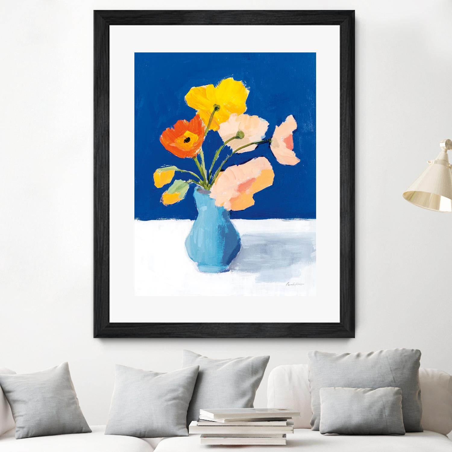 Poppies on Blue by Pamela Munger on GIANT ART - orange florals floral