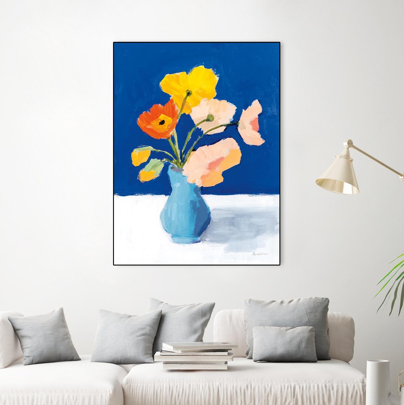 Poppies on Blue by Pamela Munger on GIANT ART - florals blue