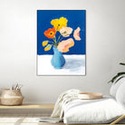 Poppies on Blue by Pamela Munger on GIANT ART - florals blue