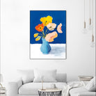 Poppies on Blue by Pamela Munger on GIANT ART - florals blue