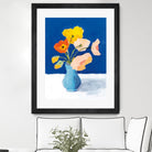 Poppies on Blue by Pamela Munger on GIANT ART - orange florals floral