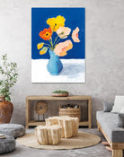Poppies on Blue by Pamela Munger on GIANT ART - orange florals floral
