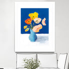 Poppies on Blue by Pamela Munger on GIANT ART - orange florals floral