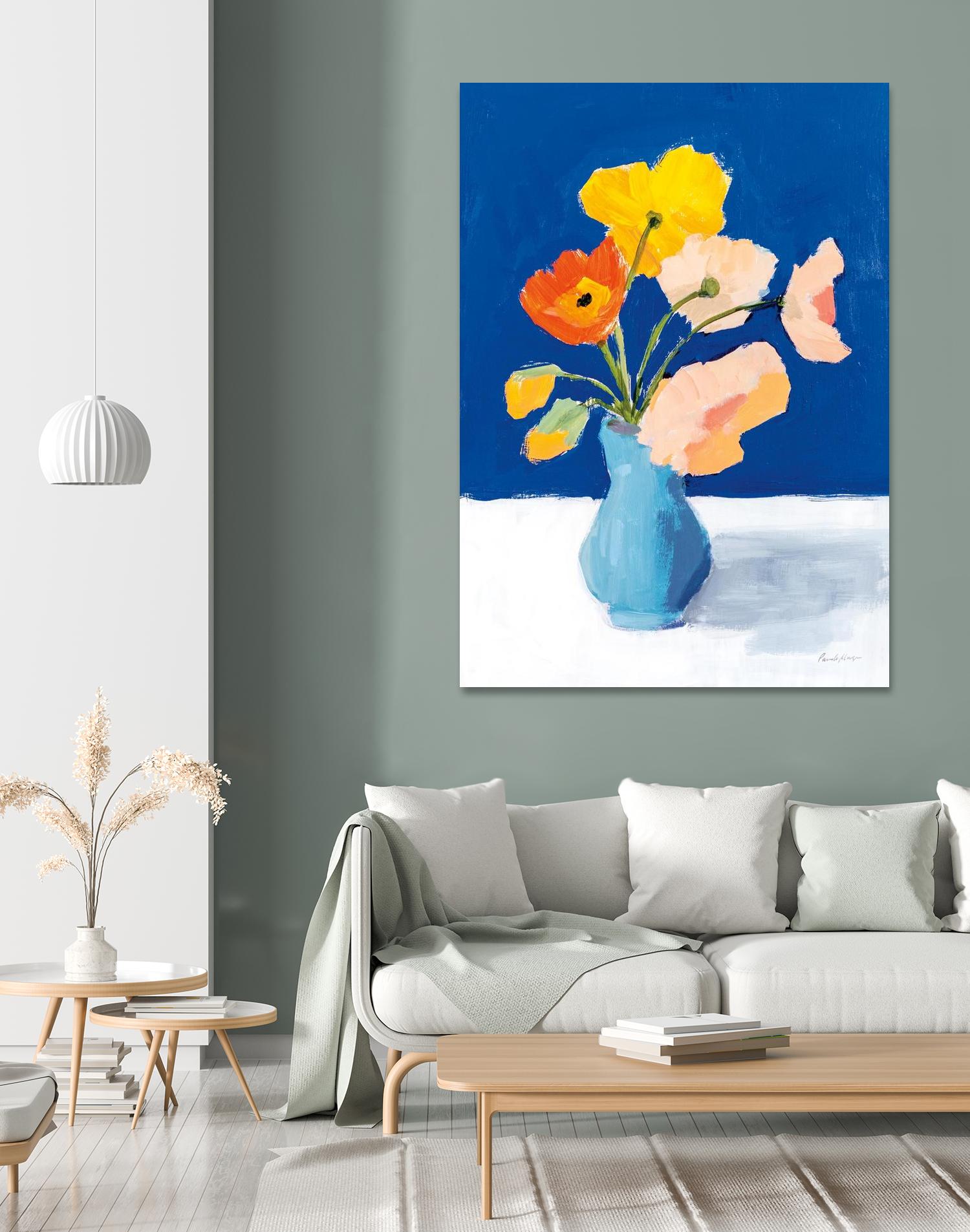Poppies on Blue by Pamela Munger on GIANT ART - orange florals floral