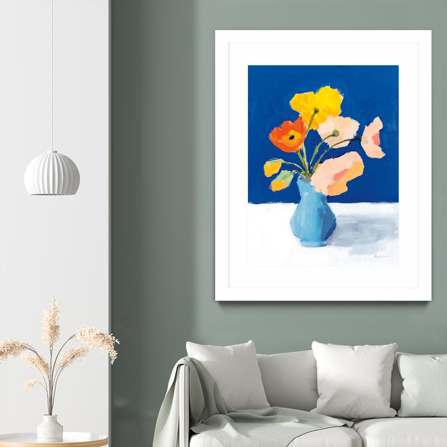 Poppies on Blue by Pamela Munger on GIANT ART - orange florals floral