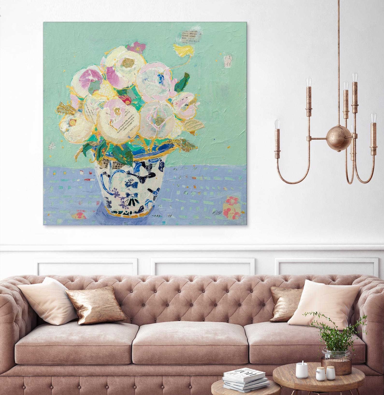 Kristens Peonies by Kellie Day on GIANT ART - florals aqua