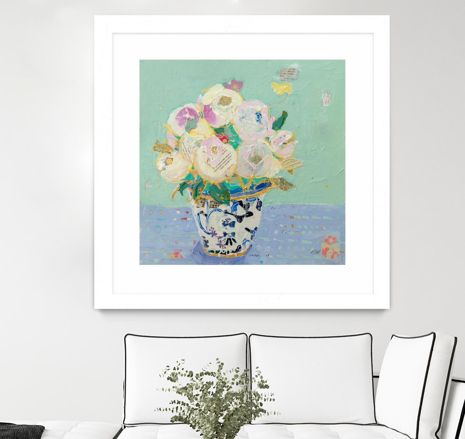 Kristens Peonies by Kellie Day on GIANT ART - florals aqua