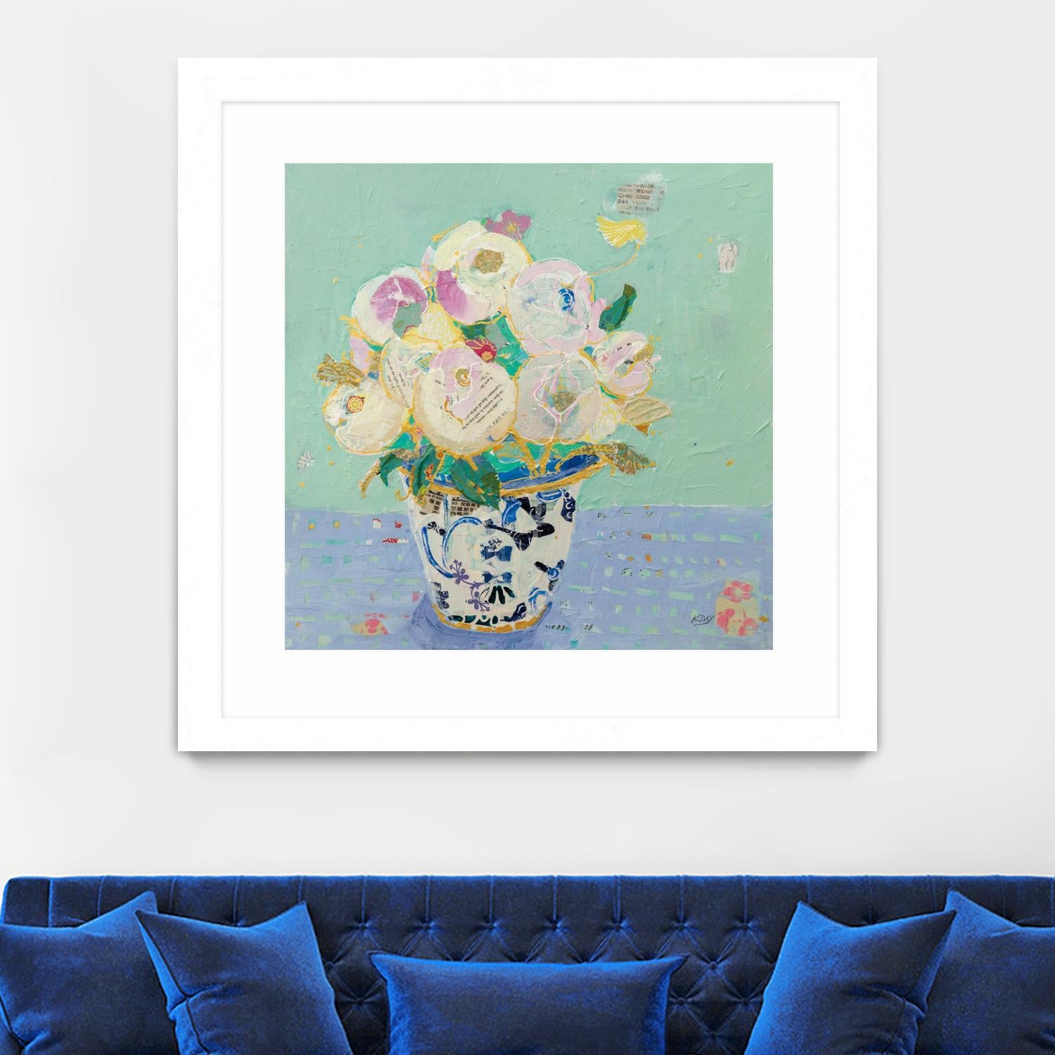 Kristens Peonies by Kellie Day on GIANT ART - florals aqua
