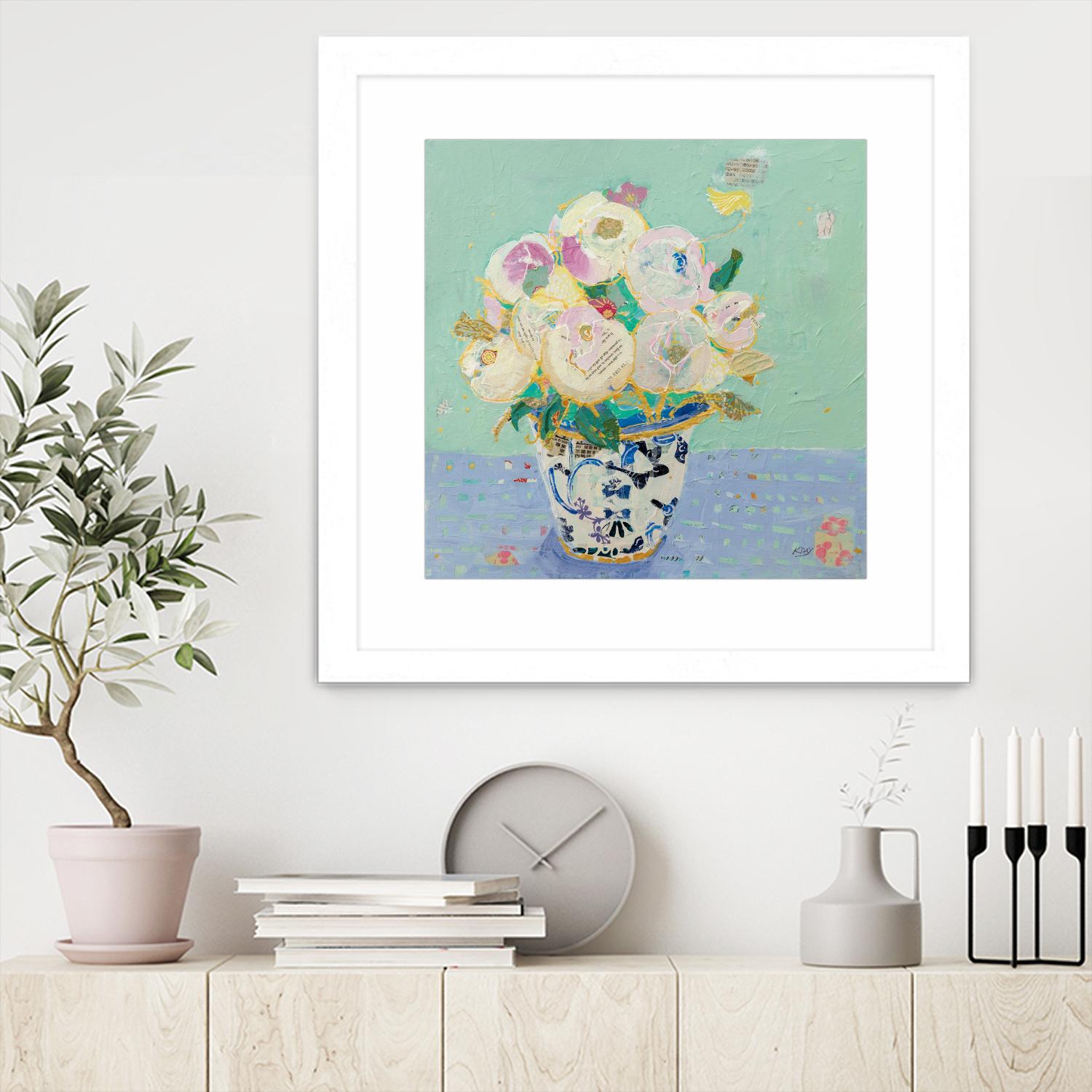 Kristens Peonies by Kellie Day on GIANT ART - florals aqua