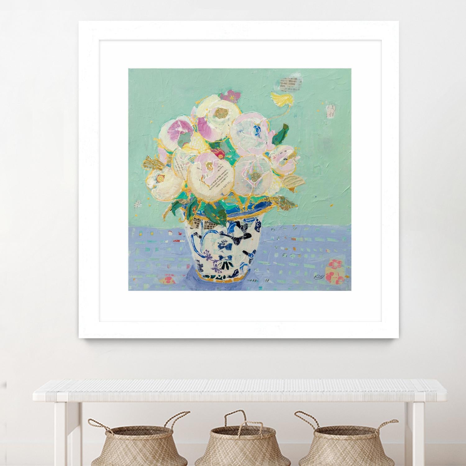 Kristens Peonies by Kellie Day on GIANT ART - florals aqua