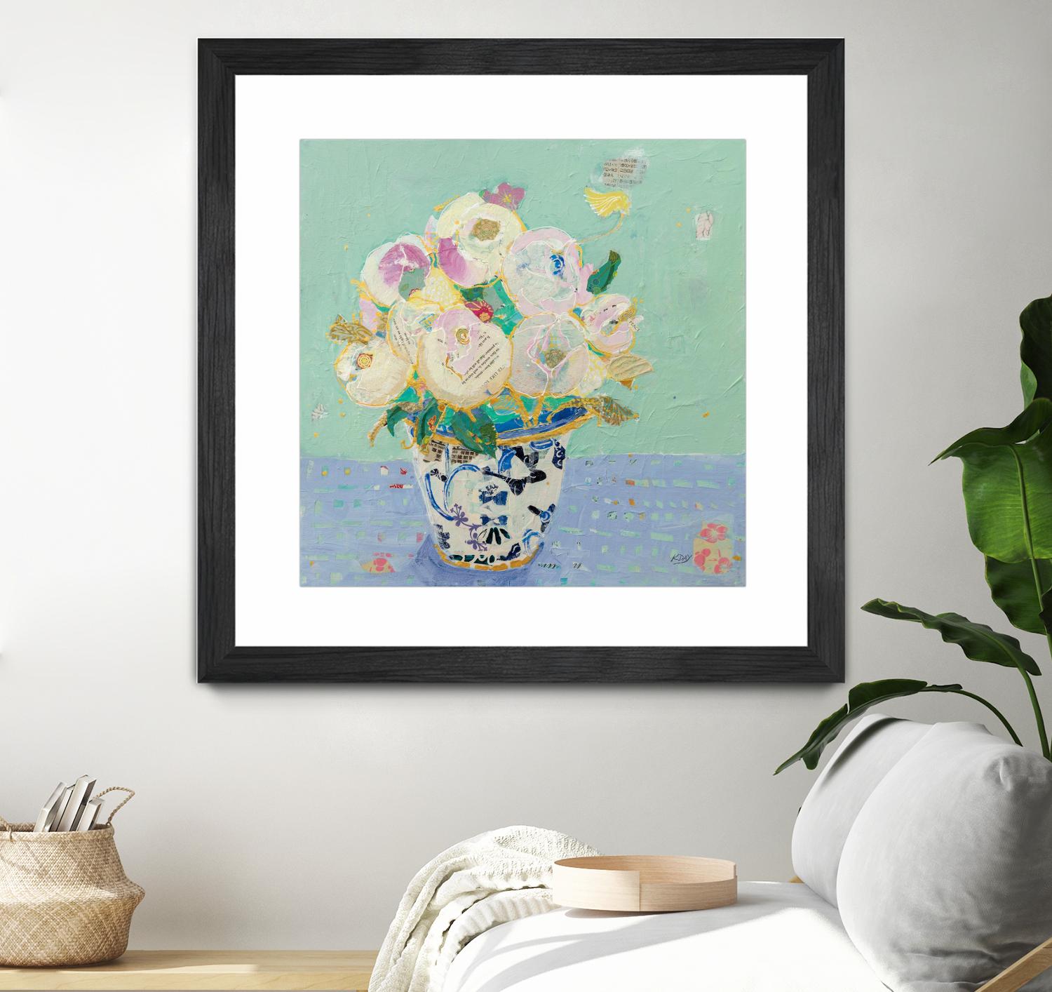 Kristens Peonies by Kellie Day on GIANT ART - florals aqua