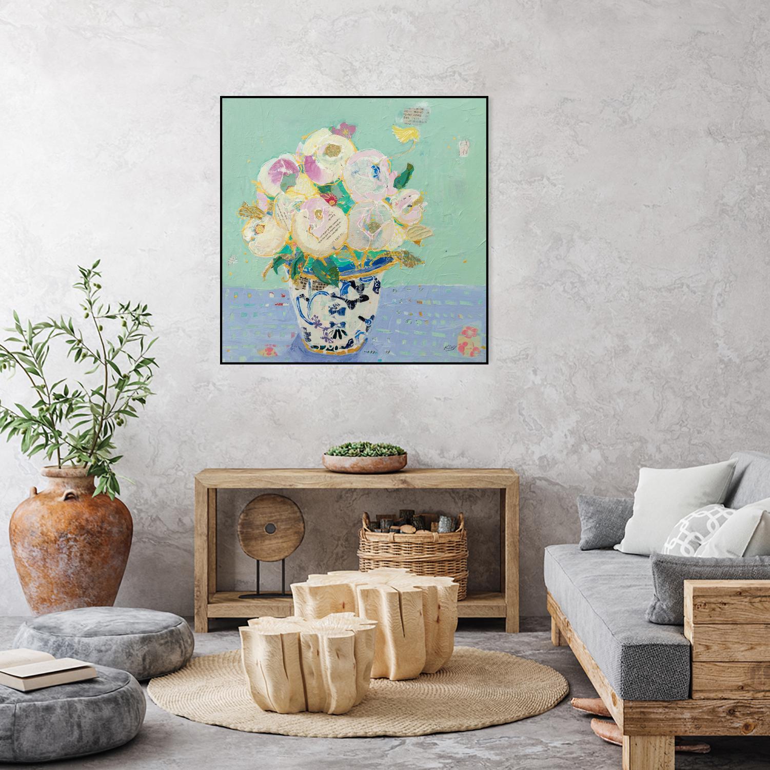 Kristens Peonies by Kellie Day on GIANT ART - florals aqua