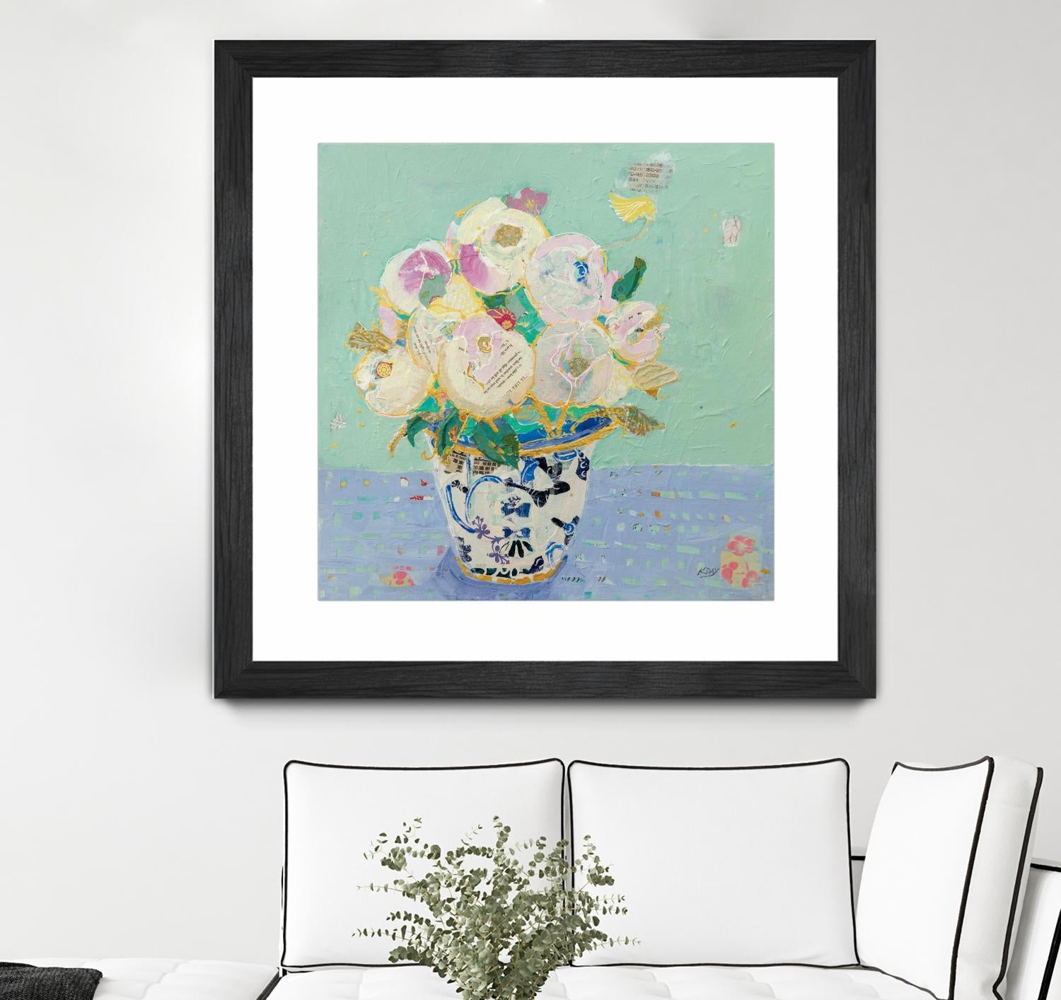 Kristens Peonies by Kellie Day on GIANT ART - florals aqua