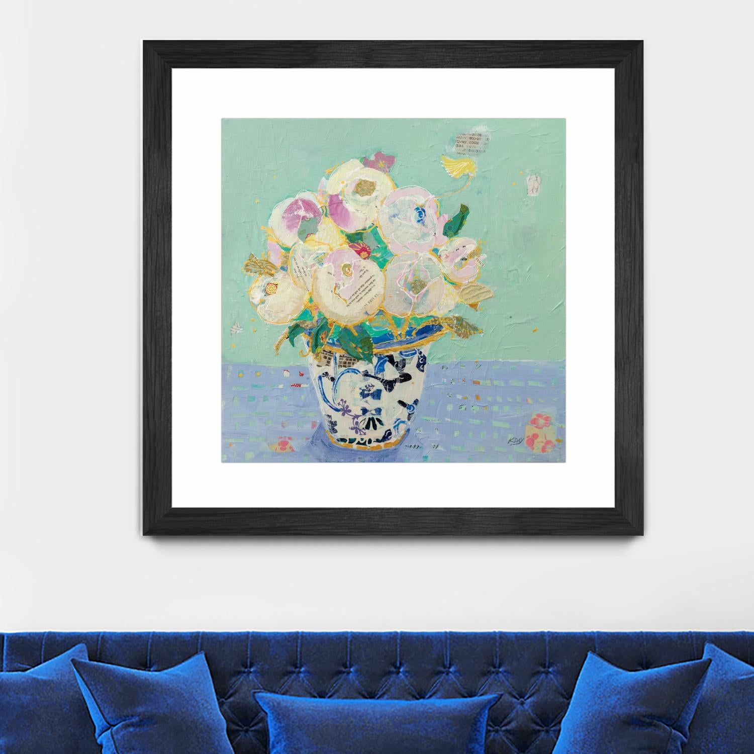 Kristens Peonies by Kellie Day on GIANT ART - florals aqua