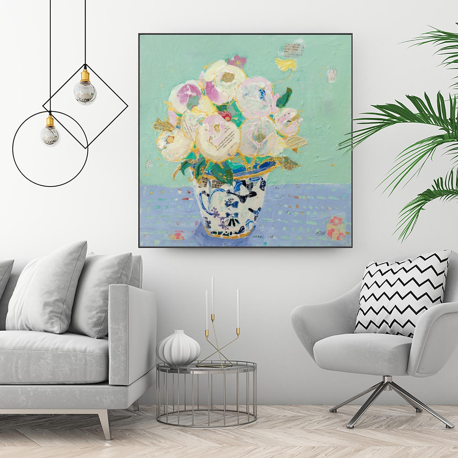 Kristens Peonies by Kellie Day on GIANT ART - florals aqua