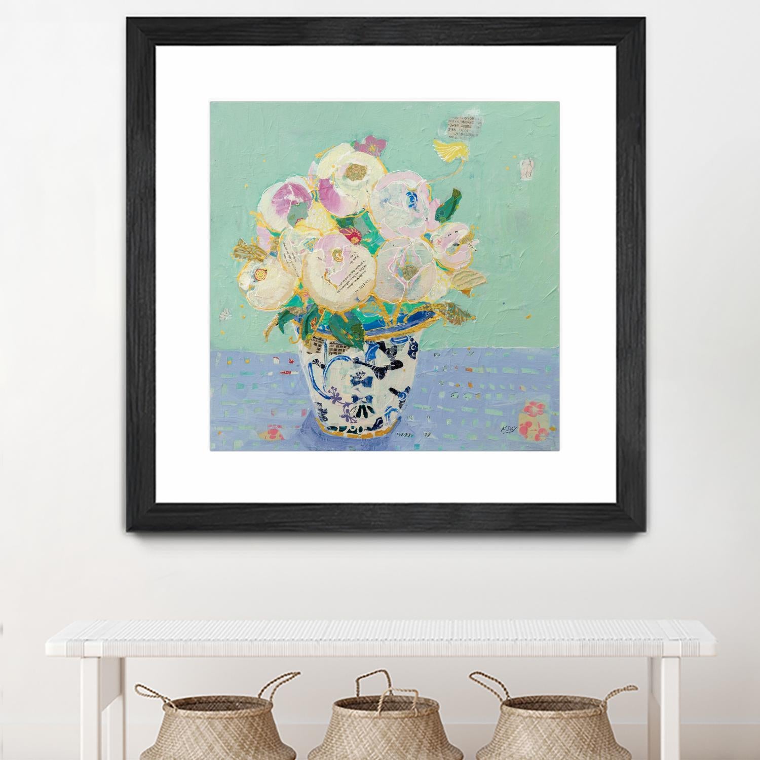Kristens Peonies by Kellie Day on GIANT ART - florals aqua