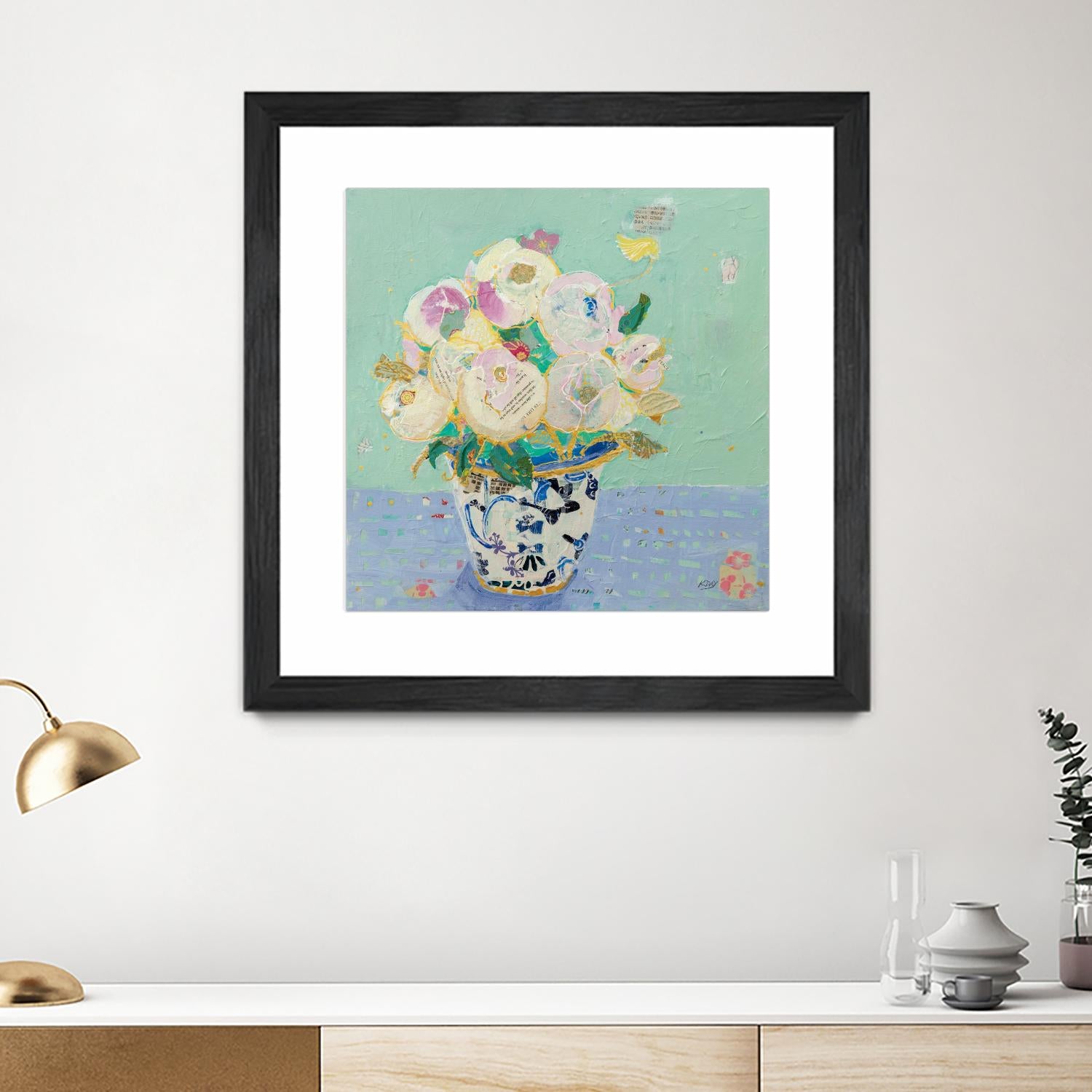 Kristens Peonies by Kellie Day on GIANT ART - florals aqua