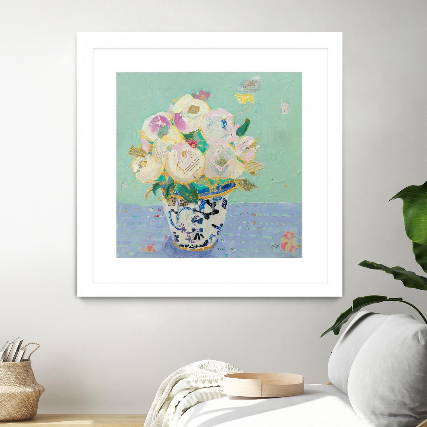 Kristens Peonies by Kellie Day on GIANT ART - florals aqua