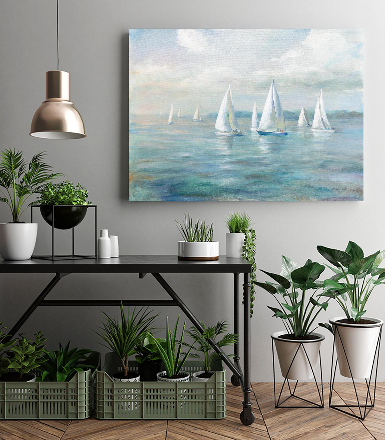 Setting Sail by Danhui Nai on GIANT ART - blue coastal & nautical sails