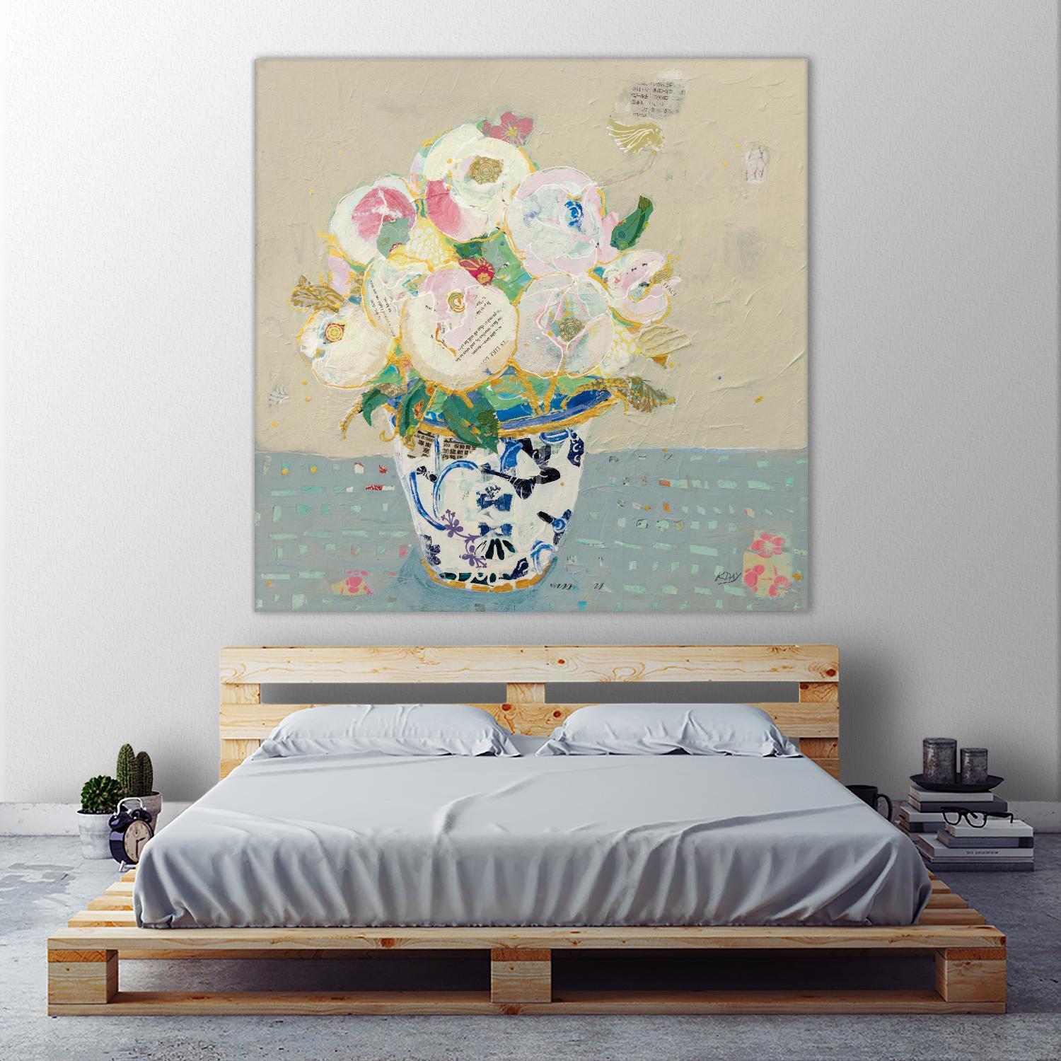 Kristens Peonies Neutral by Kellie Day on GIANT ART - florals aqua