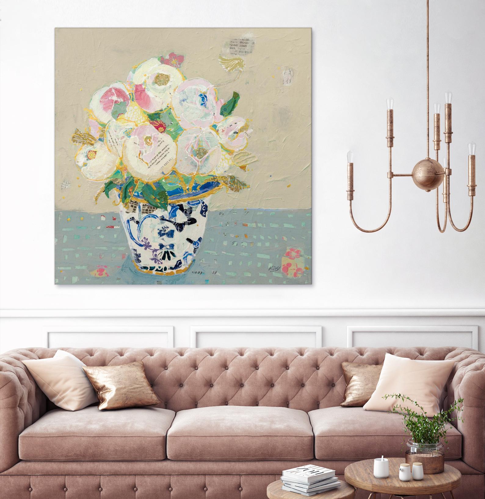 Kristens Peonies Neutral by Kellie Day on GIANT ART - florals aqua