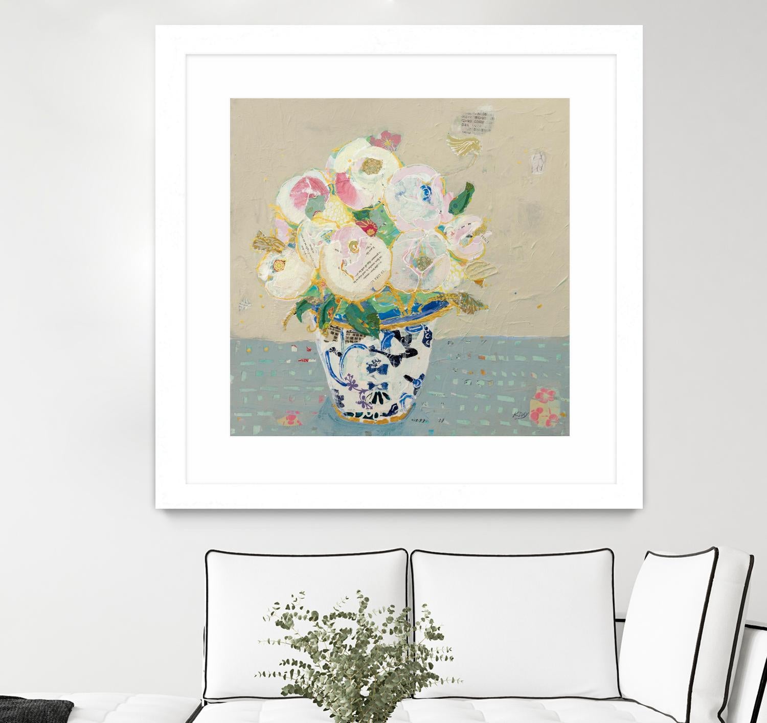 Kristens Peonies Neutral by Kellie Day on GIANT ART - florals aqua