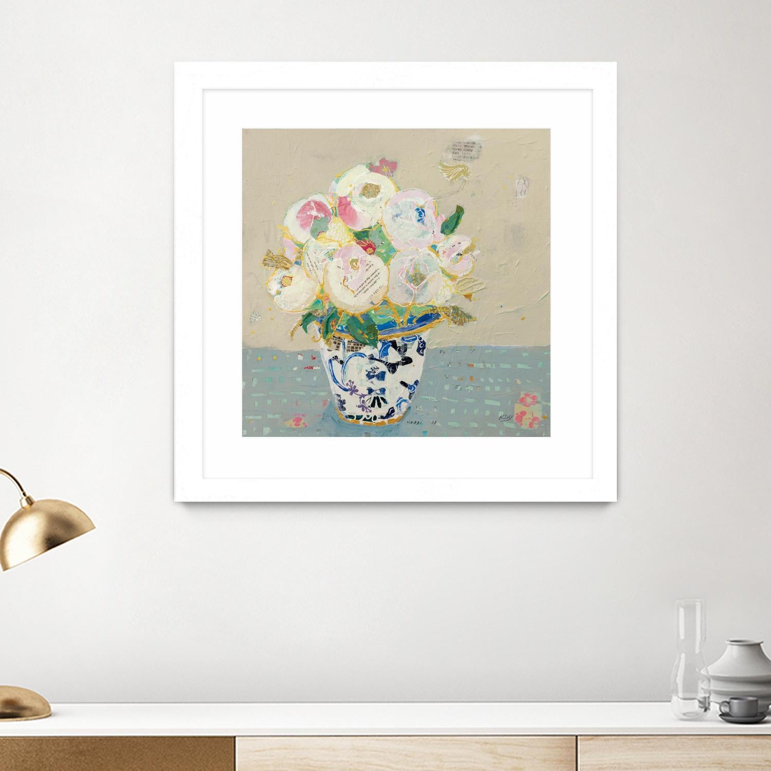 Kristens Peonies Neutral by Kellie Day on GIANT ART - florals aqua