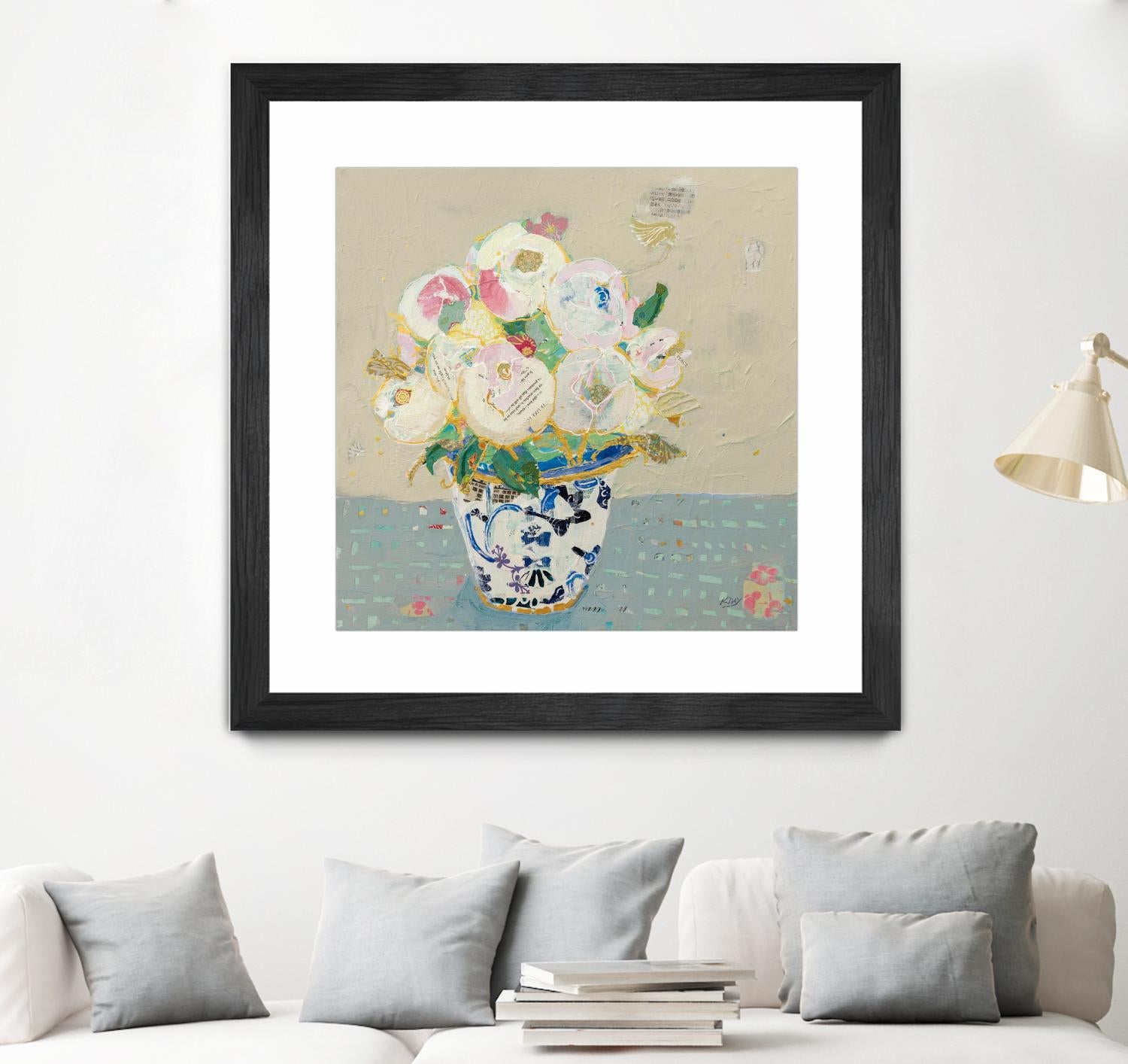 Kristens Peonies Neutral by Kellie Day on GIANT ART - florals aqua