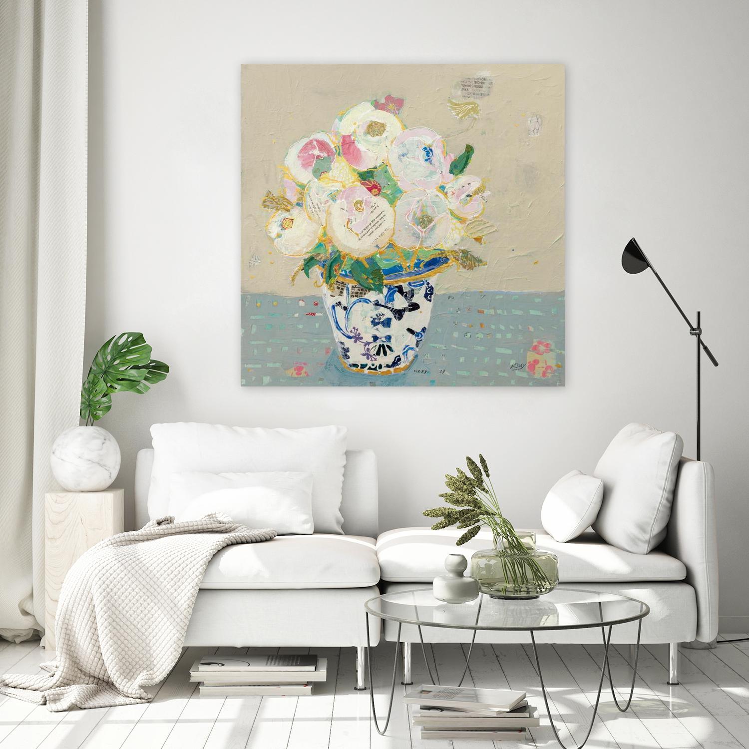 Kristens Peonies Neutral by Kellie Day on GIANT ART - beige flowers floral