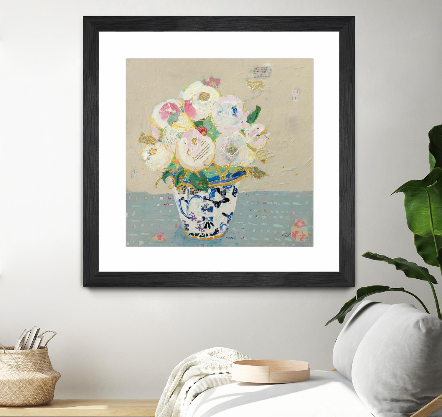 Kristens Peonies Neutral by Kellie Day on GIANT ART - florals aqua