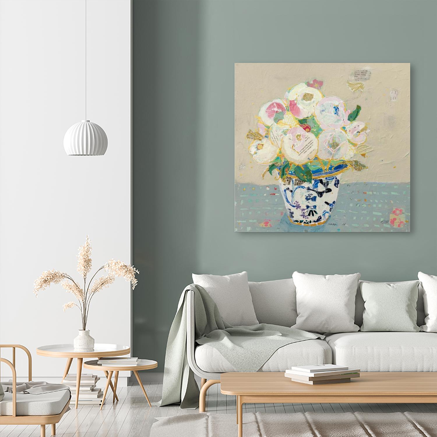 Kristens Peonies Neutral by Kellie Day on GIANT ART - beige flowers floral