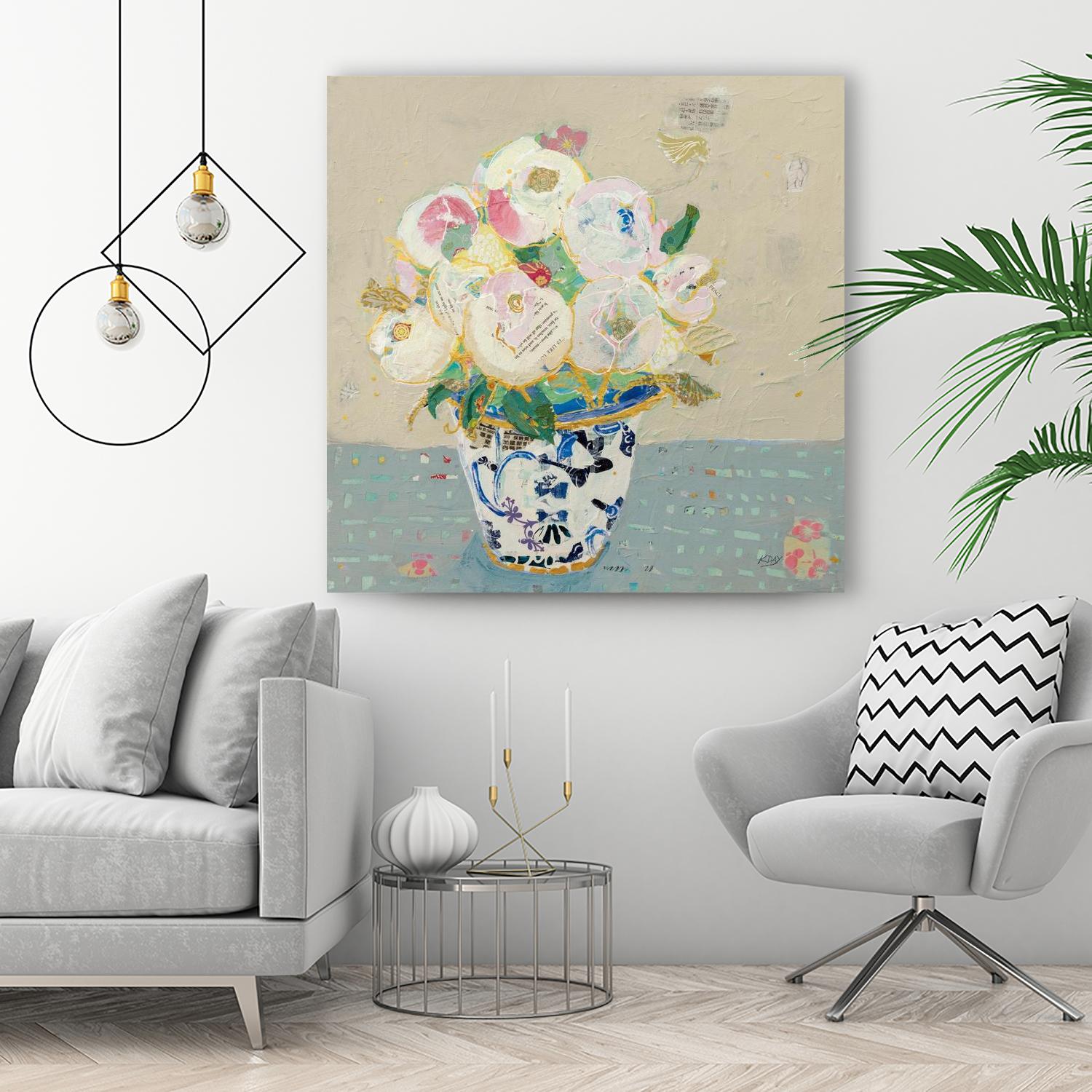 Kristens Peonies Neutral by Kellie Day on GIANT ART - beige flowers floral