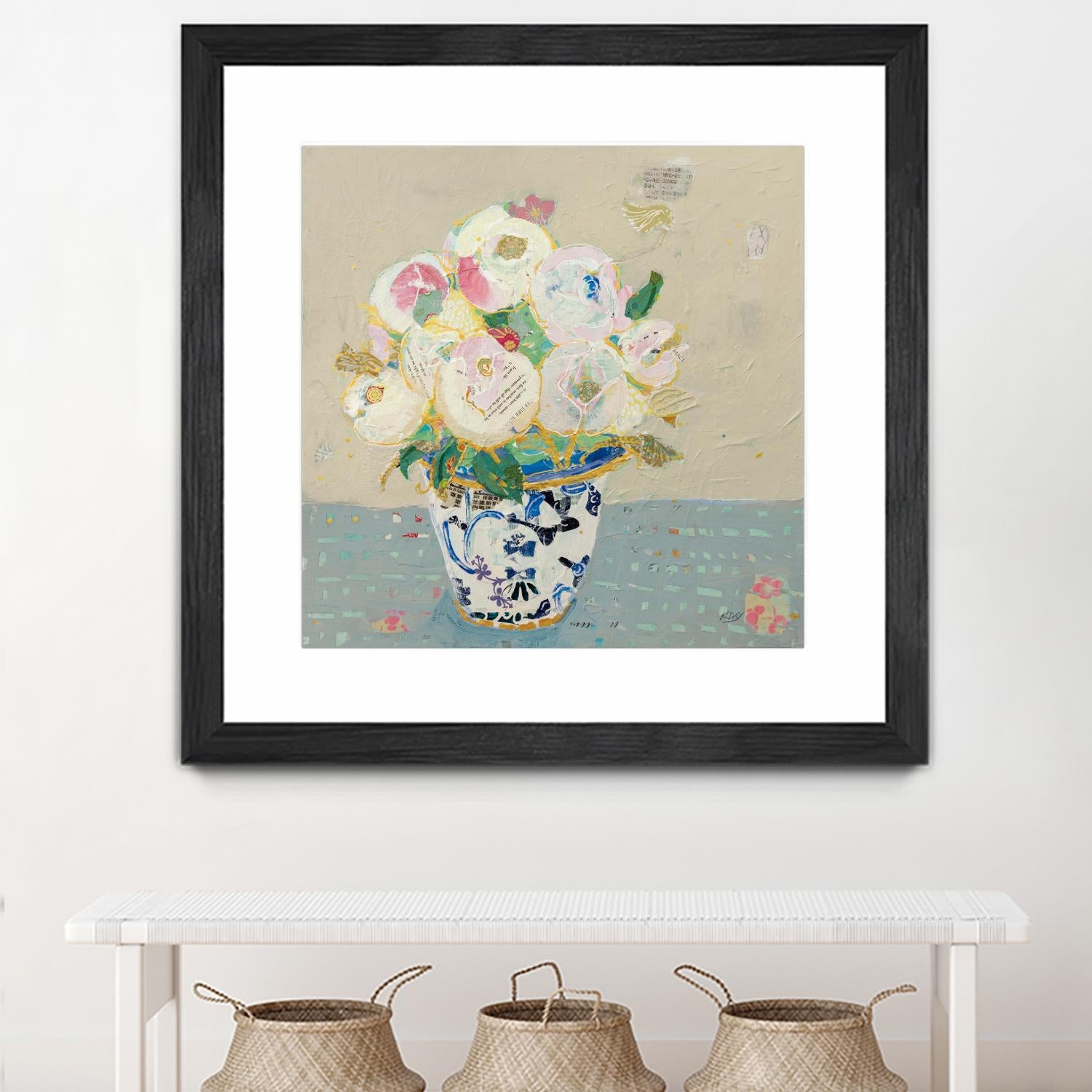 Kristens Peonies Neutral by Kellie Day on GIANT ART - florals aqua