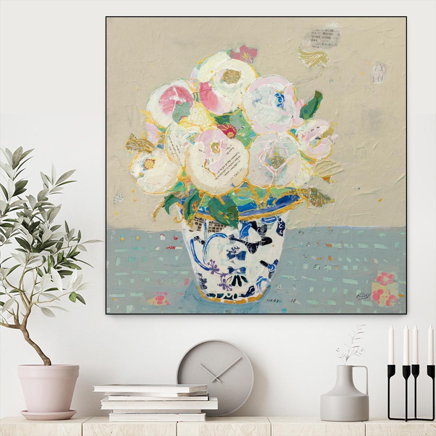 Kristens Peonies Neutral by Kellie Day on GIANT ART - florals aqua