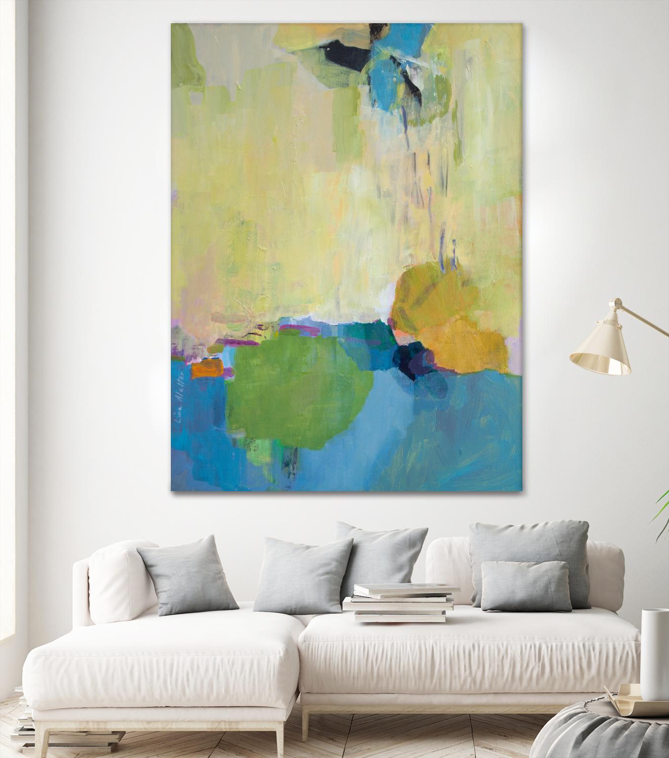 The Promise of Something by Lina Alattar on GIANT ART - blue,yellow abstracts, contemporary