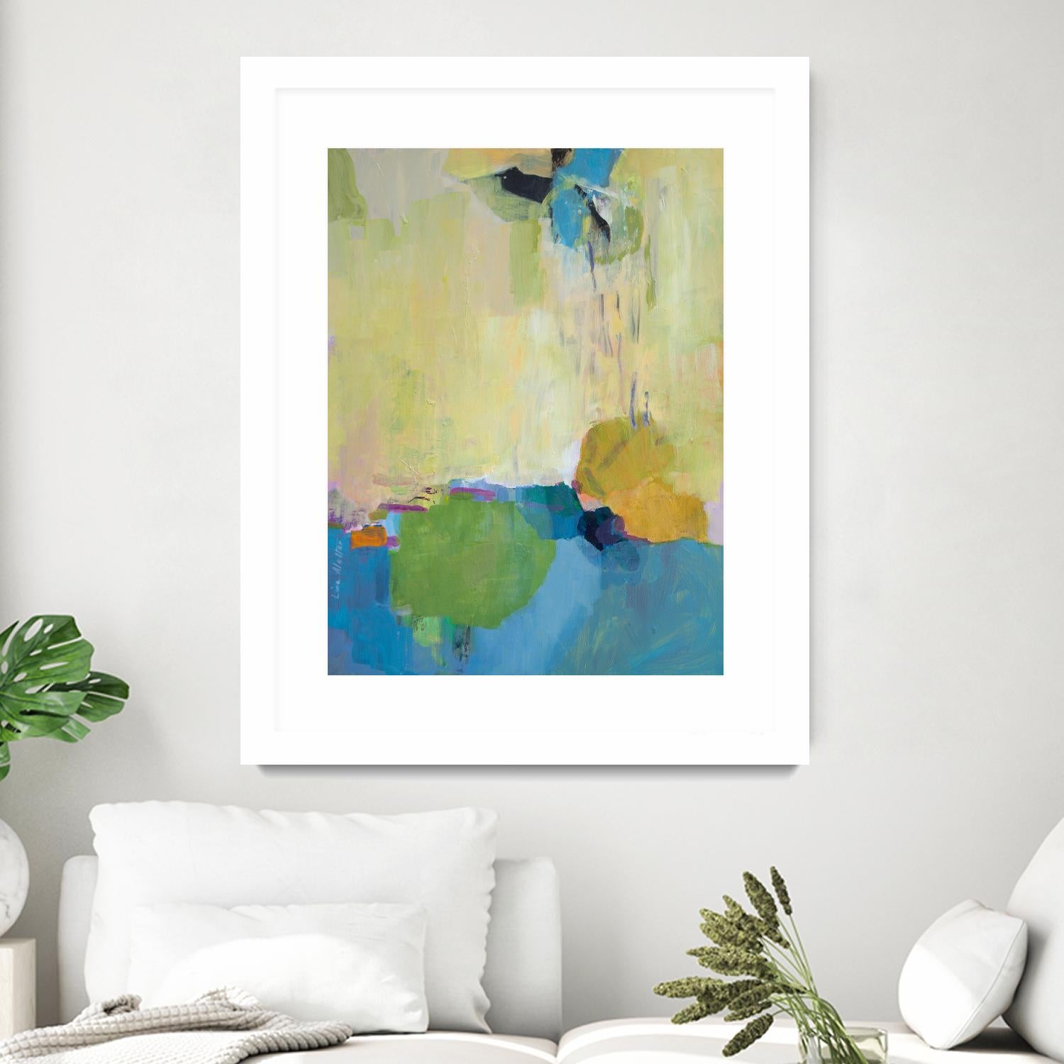 The Promise of Something by Lina Alattar on GIANT ART - blue,yellow abstracts, contemporary