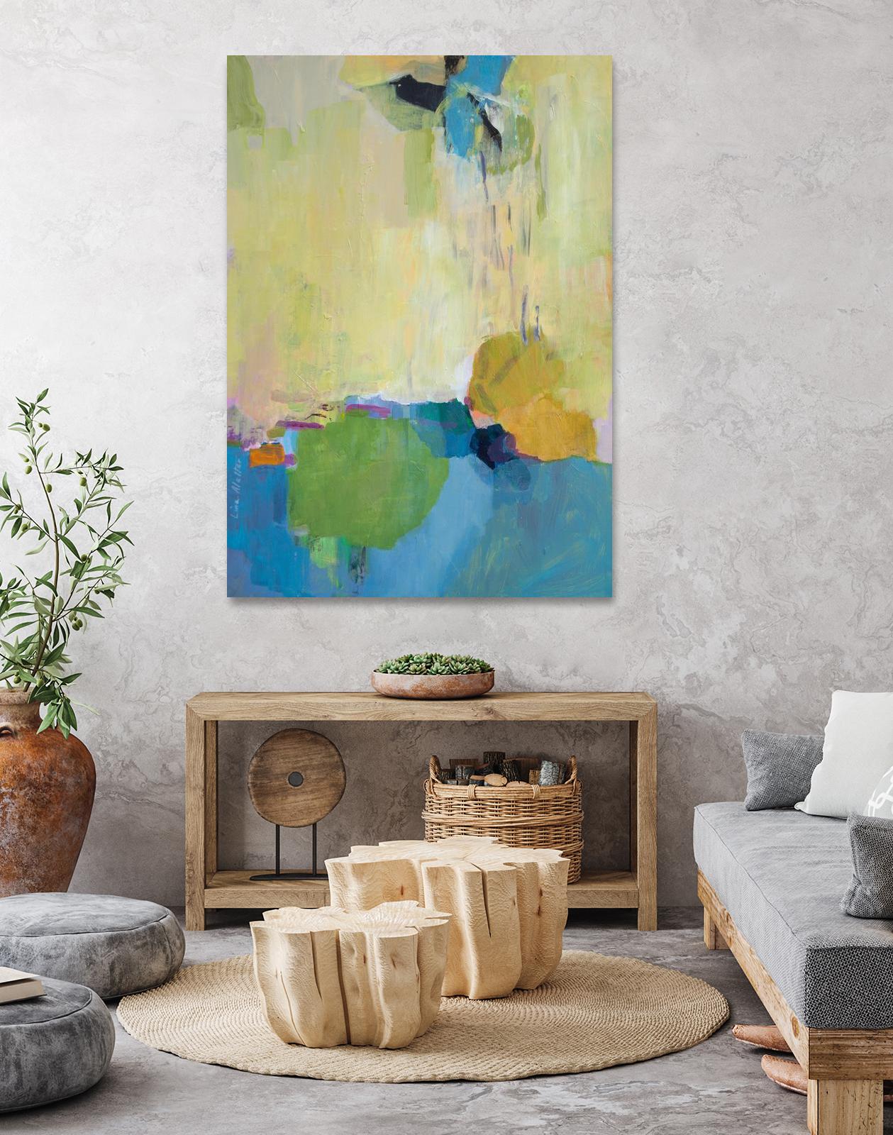 The Promise of Something by Lina Alattar on GIANT ART - blue,yellow abstracts, contemporary