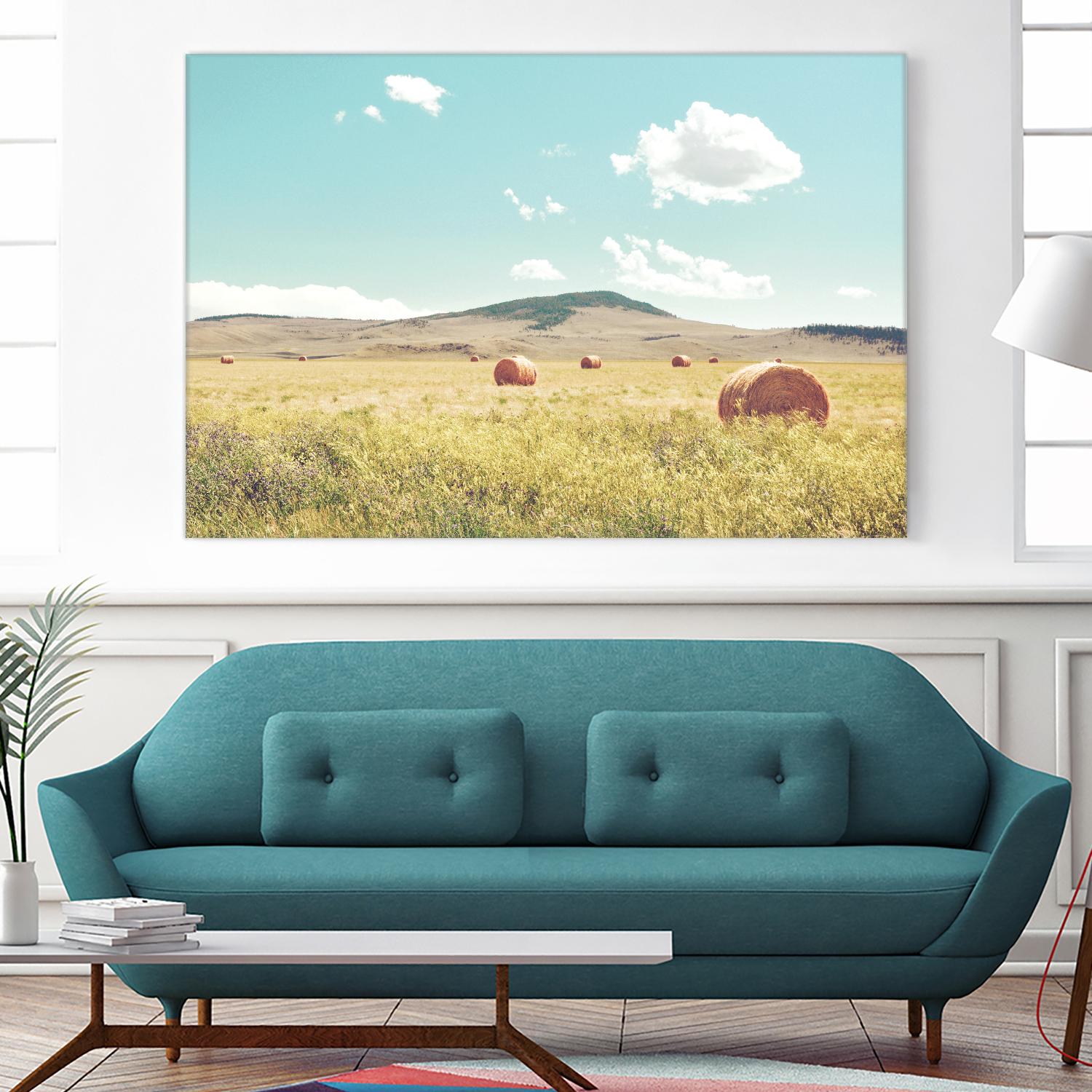A Day in the Fields by Annie Bailey Art on GIANT ART - blue,green landscapes, photography, clouds, farms, hills