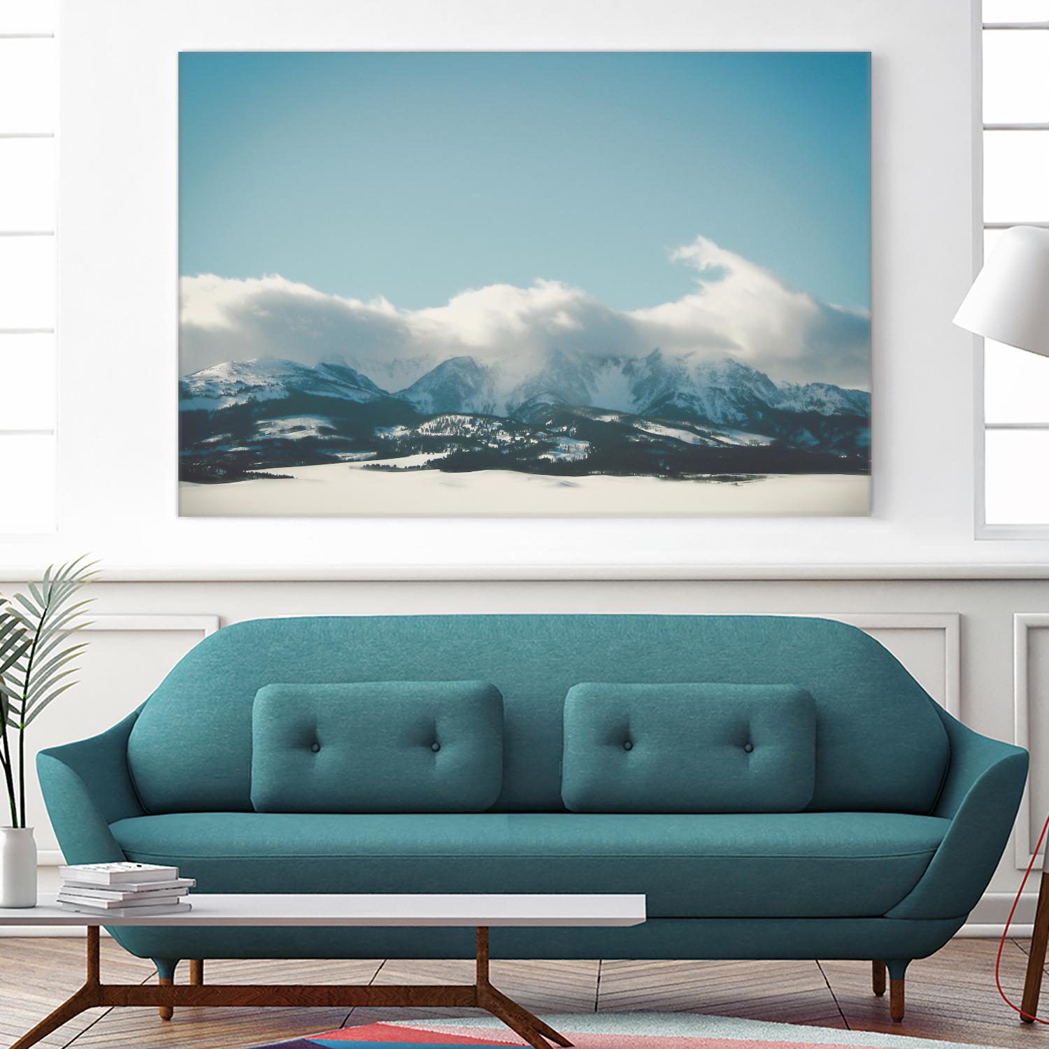 Bridger Mountain Cloud Cover by Annie Bailey Art on GIANT ART - white,blue landscapes, photography, mountains, snow, winter, hills
