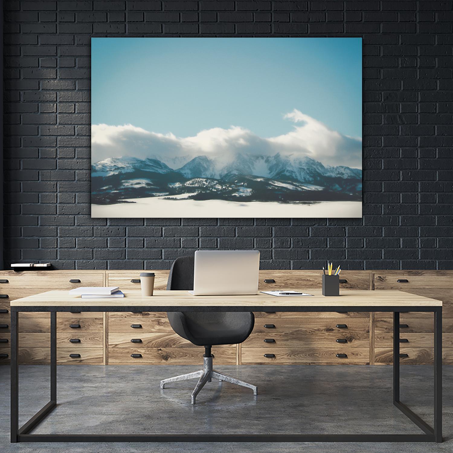 Bridger Mountain Cloud Cover by Annie Bailey Art on GIANT ART - white,blue landscapes, photography, mountains, snow, winter, hills