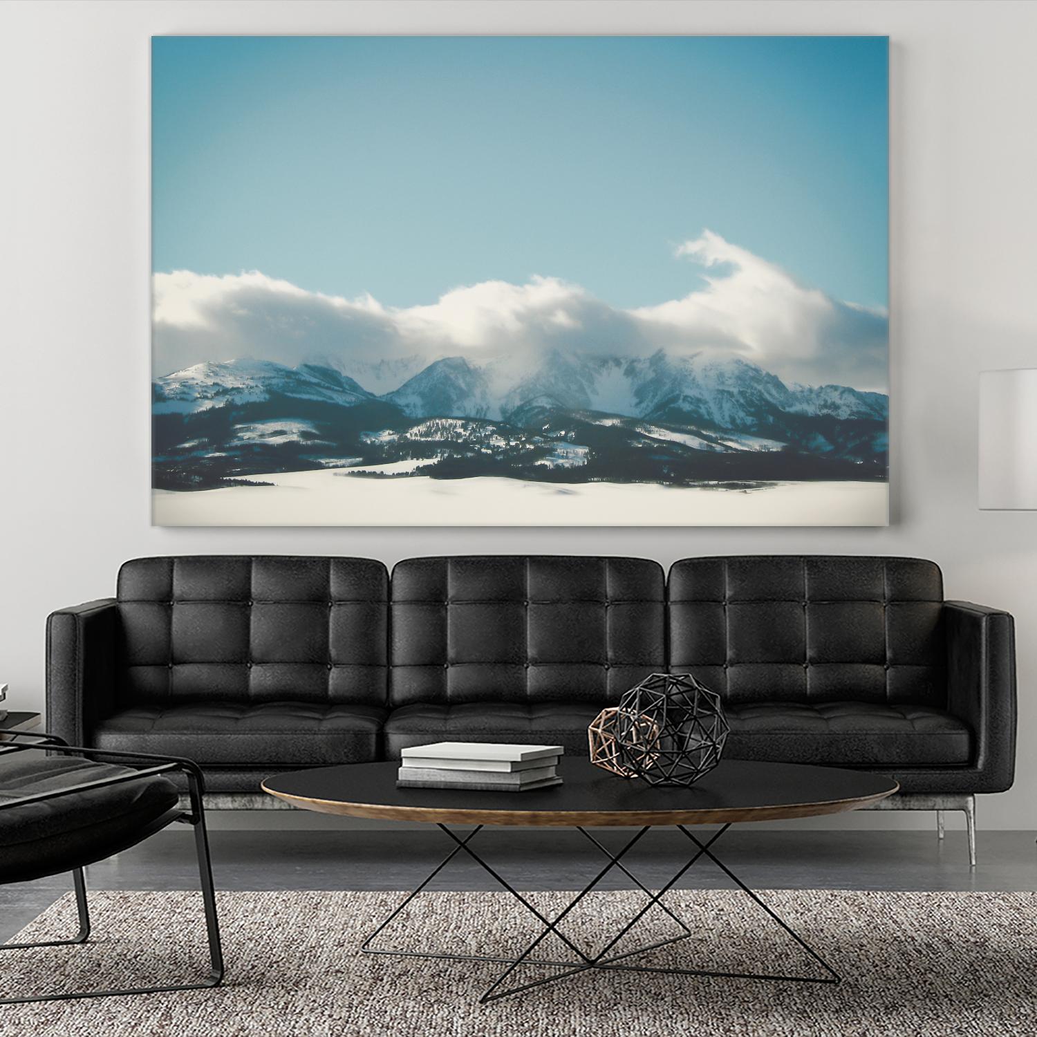 Bridger Mountain Cloud Cover by Annie Bailey Art on GIANT ART - white,blue landscapes, photography, mountains, snow, winter, hills