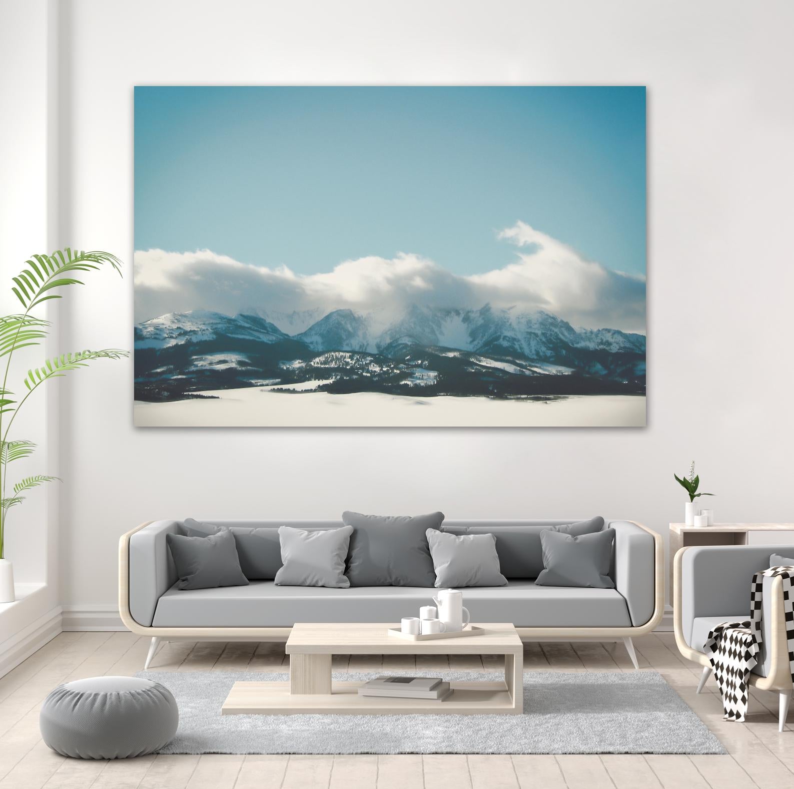 Bridger Mountain Cloud Cover by Annie Bailey Art on GIANT ART - white,blue landscapes, photography, mountains, snow, winter, hills
