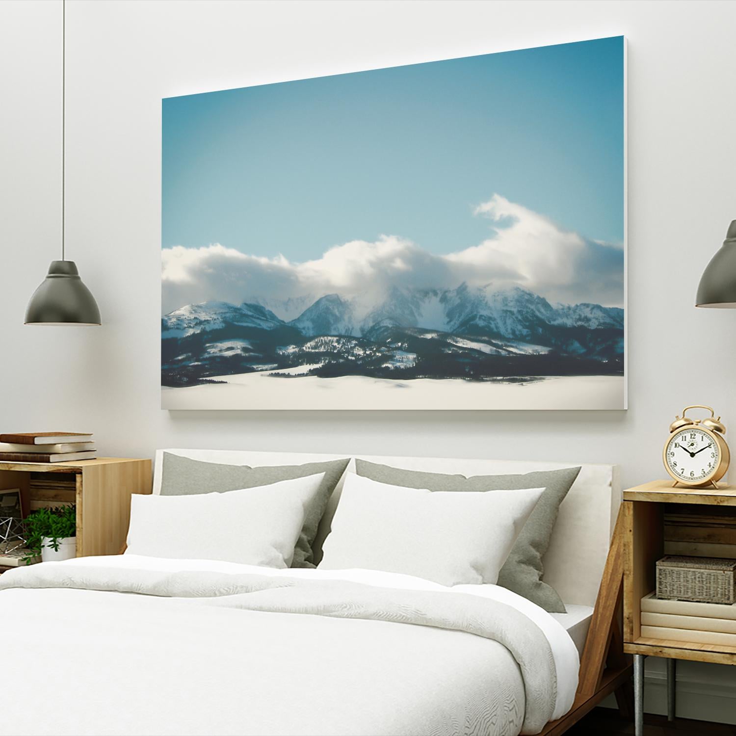 Bridger Mountain Cloud Cover by Annie Bailey Art on GIANT ART - white,blue landscapes, photography, mountains, snow, winter, hills