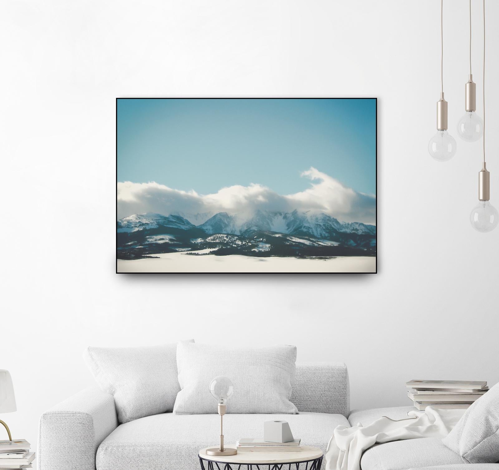 Bridger Mountain Cloud Cover by Annie Bailey Art on GIANT ART - white,blue landscapes, photography, mountains, snow, winter, hills