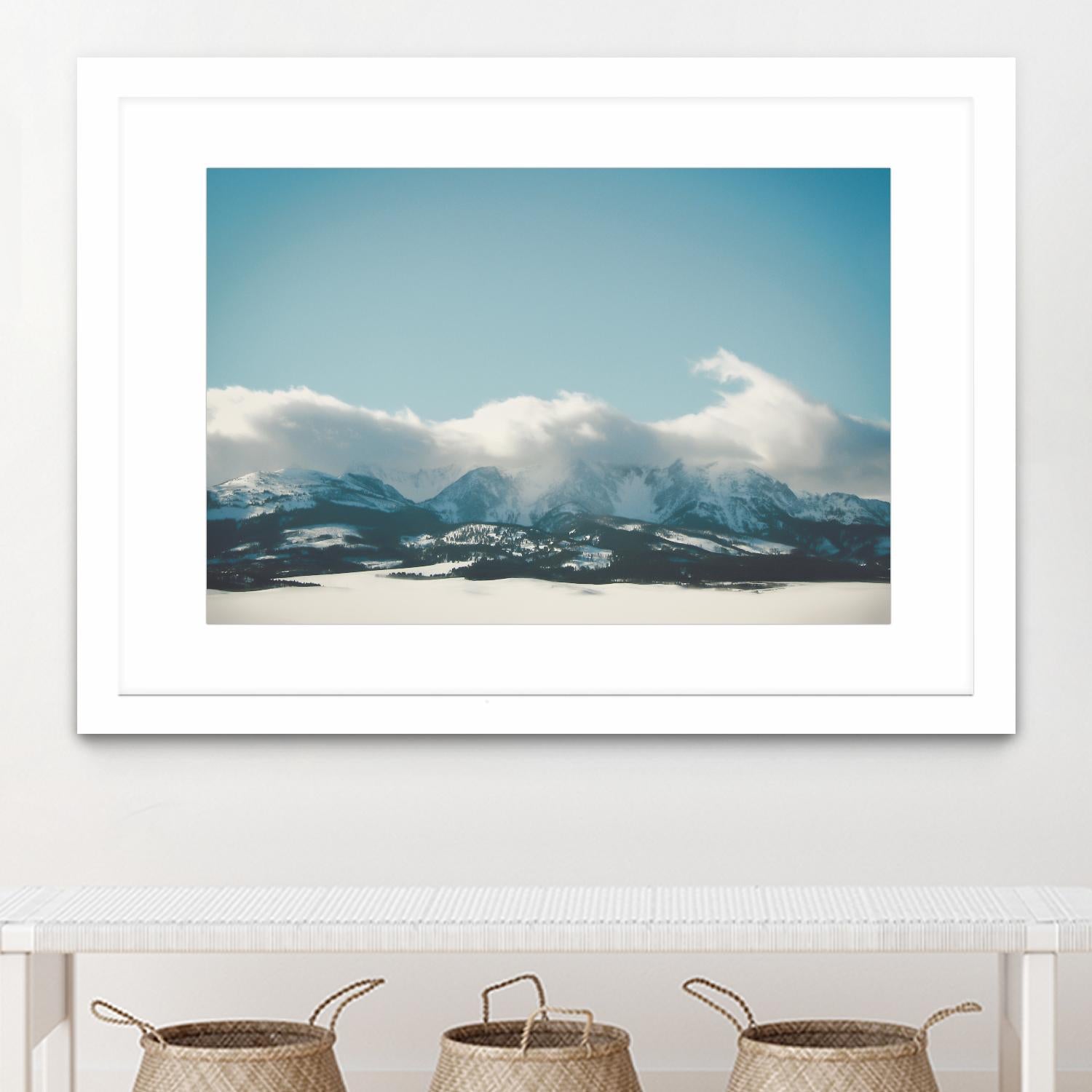 Bridger Mountain Cloud Cover by Annie Bailey Art on GIANT ART - white,blue landscapes, photography, mountains, snow, winter, hills