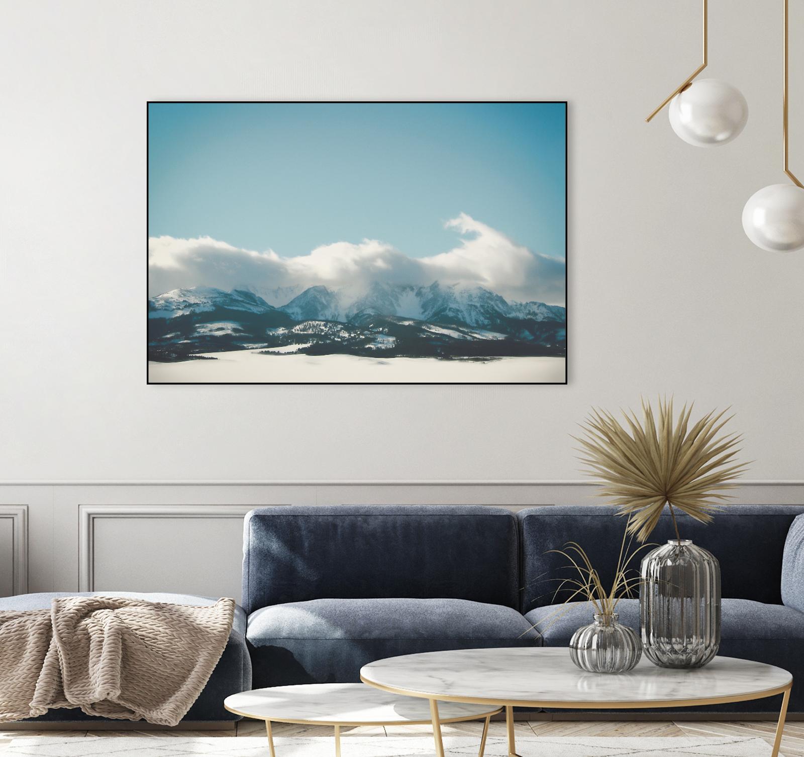 Bridger Mountain Cloud Cover by Annie Bailey Art on GIANT ART - white,blue landscapes, photography, mountains, snow, winter, hills