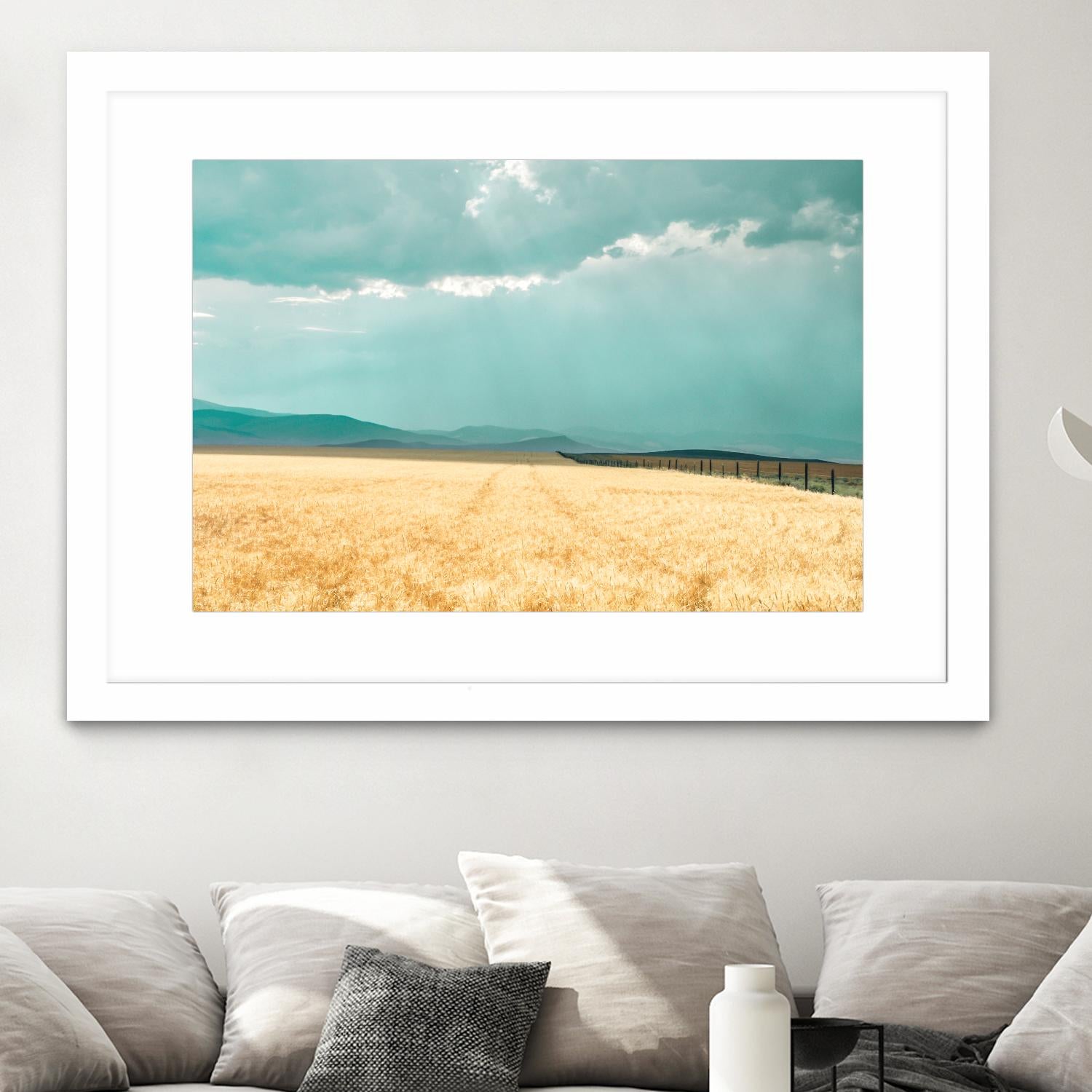 Harvest Shadow by Annie Bailey Art on GIANT ART - blue,beige landscapes, photography, farms, hills