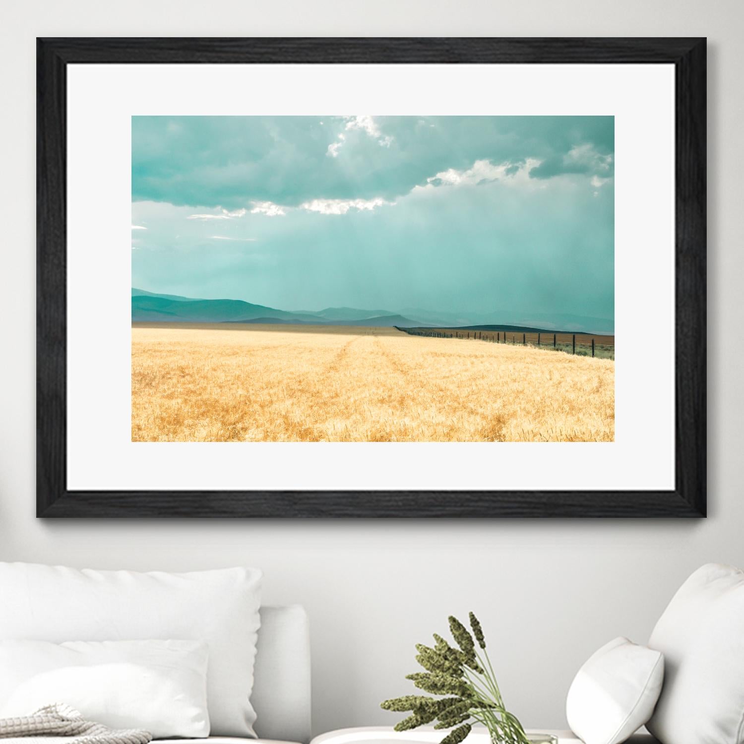 Harvest Shadow by Annie Bailey Art on GIANT ART - blue,beige landscapes, photography, farms, hills